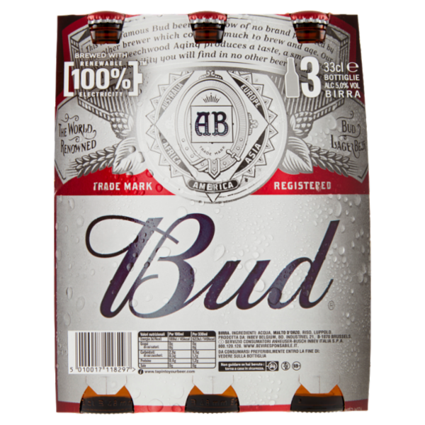 BUD Birra lager americana bottiglia 3x33cl