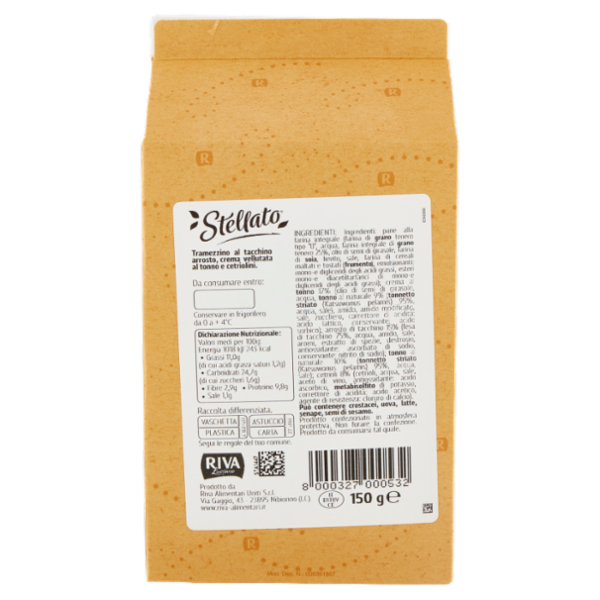 Riva Stellato Tramezzino Tacchino Arrosto, Crema Vellutata al Tonno e Cetriolini 150 g