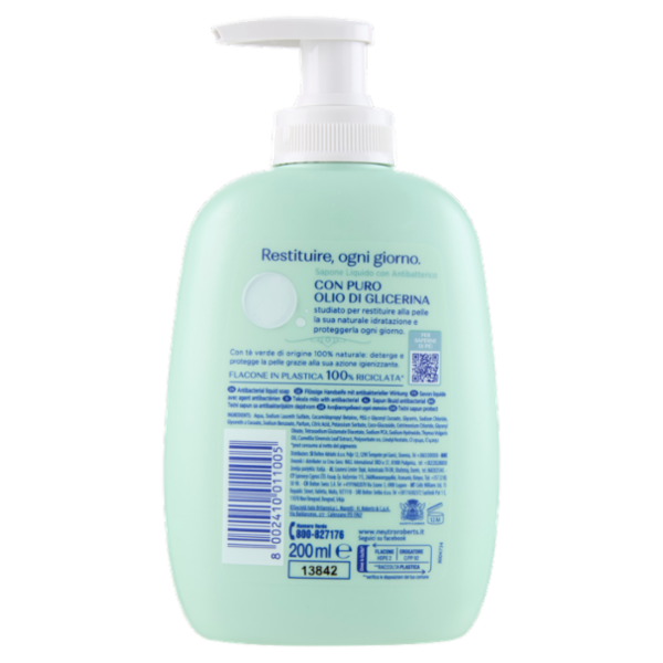 Neutro Roberts con Antibatterico Tè Verde Sapone Liquido 200 ml