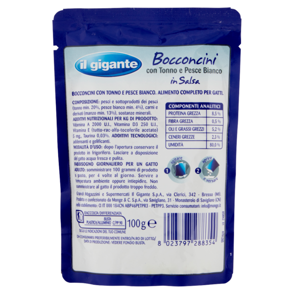 IL GIGANTE Bocconcini con Tonno e Pesce Bianco in Salsa 100 g