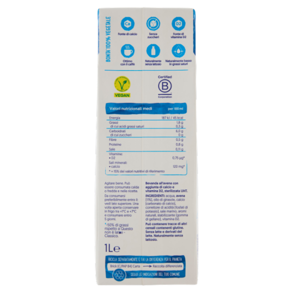 ALPRO Questo Non è Latte Light, Bevanda Vegetale all'Avena Gusto Latte, Senza Lattosio, 1l