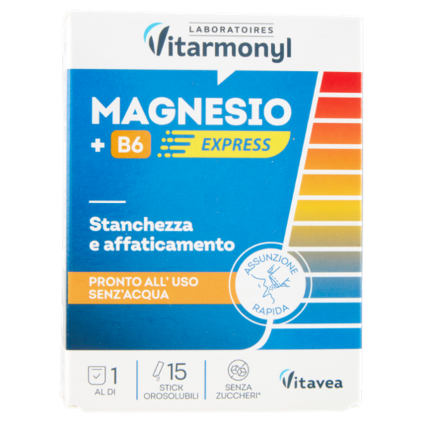 Laboratoires Vitarmonyl Magnesio + B6 Express Stanchezza e affaticamento 15 stick 15 g