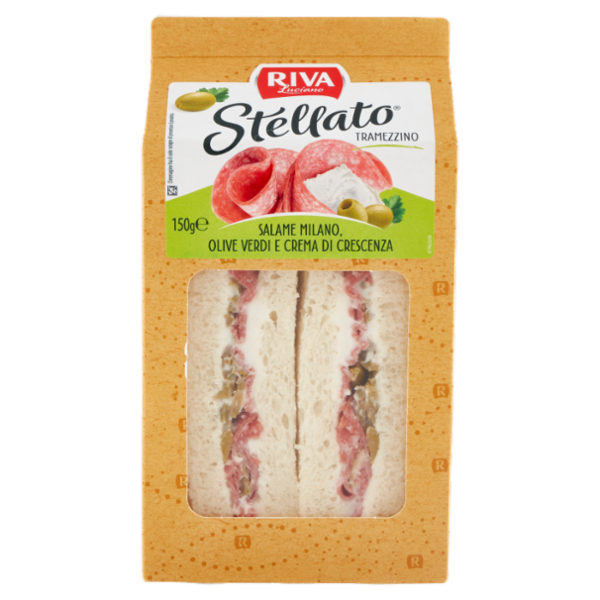Riva Stellato Tramezzino Salame Milano, Olive Verdi e Crema di Crescenza 150 g