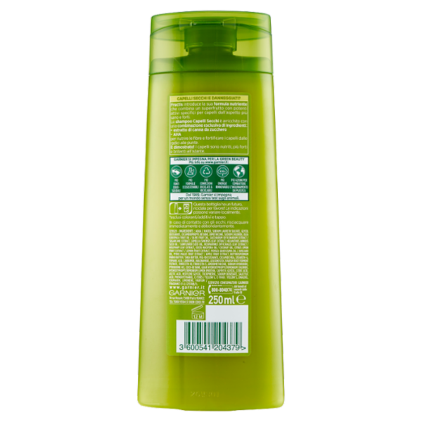 Garnier Shampoo Fructis Capelli Secchi & Sciupati 2in1, Capelli Nutriti e Brillanti, 250 ml