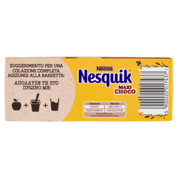NESQUIK Maxi Choco Barrette Cereali Integrali con Cioccolato al Latte 6 pezzi da 25 g