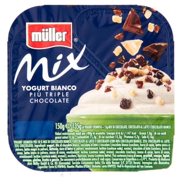 müller Mix Yogurt Bianco Più Triple Chocolate 150 g
