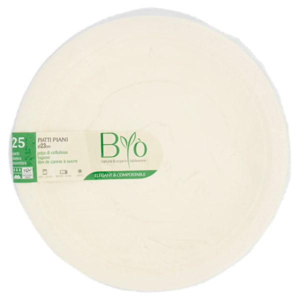 Biò Piatti Piani Ø23cm polpa di cellulosa 25 pz