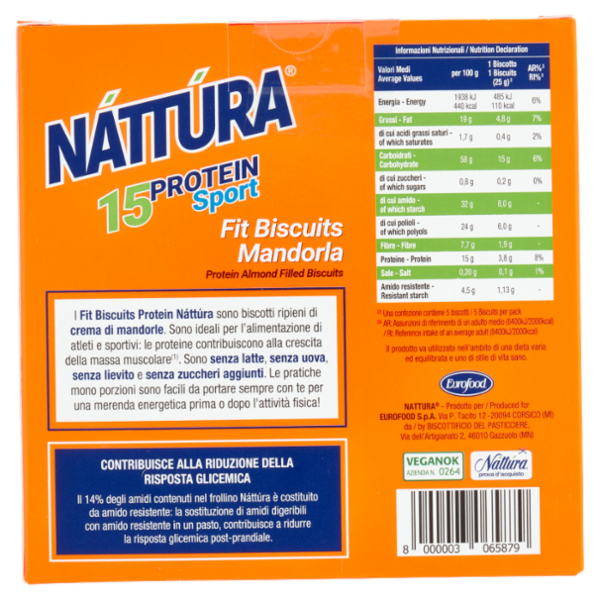 Náttúra 15 Protein Sport Fit Biscuits Mandorla 5 x 25 g