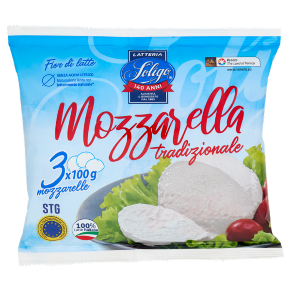 Latteria Soligo Fior di latte Mozzarella tradizionale STG 3 x 100 g