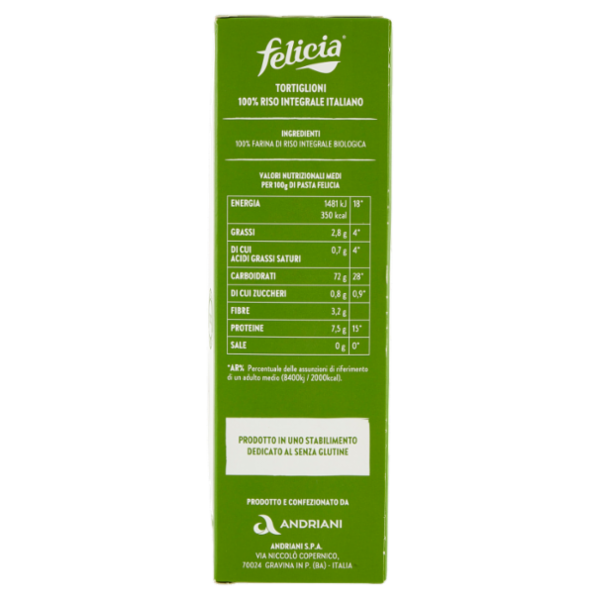 Felicia Bio Tortiglioni Riso Integrale 340 g