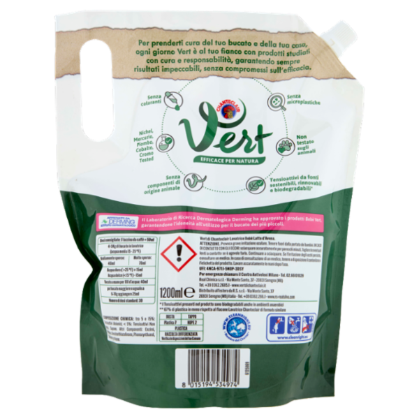 Vert di Chanteclair Ecodetergente Lavatrice Bebè Latte d'Avena 1200 ml