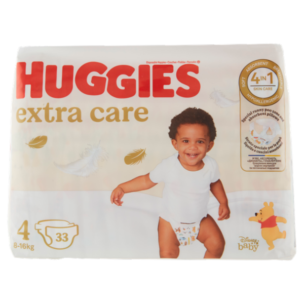 Huggies extra care Pannolini 4 8-16 Kg 33 pz