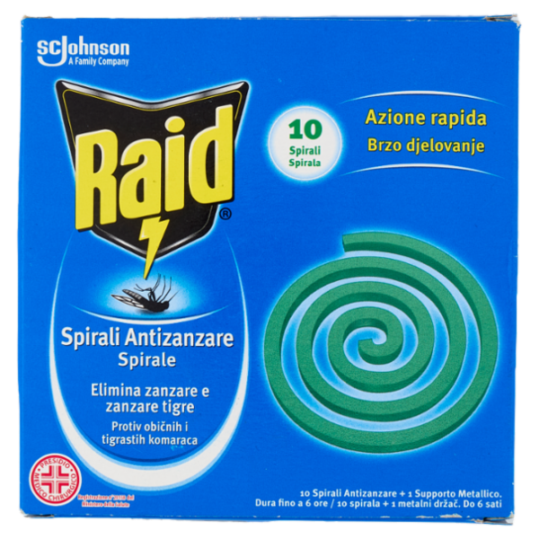 Raid Spirali Antizanzare, 10 Spirali Antizanzare + 1 Supporto metallico