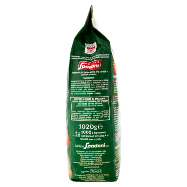 Molino Spadoni 1 kg di preparato per Pane Avena ai 5 cereali e semi di sesamo 1020 g