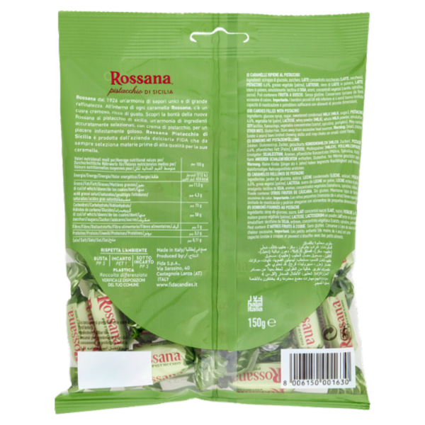 Rossana pistacchio di Sicilia Caramella Finissima Ripiena 150 g