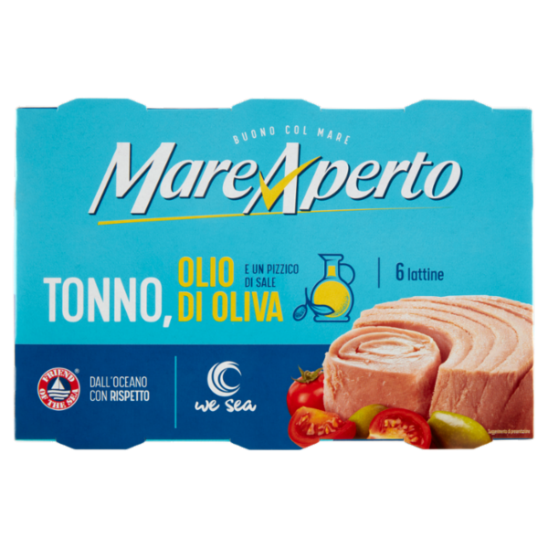 Mare Aperto Tonno, Olio di oliva e un Pizzico di Sale 6 x 70 g