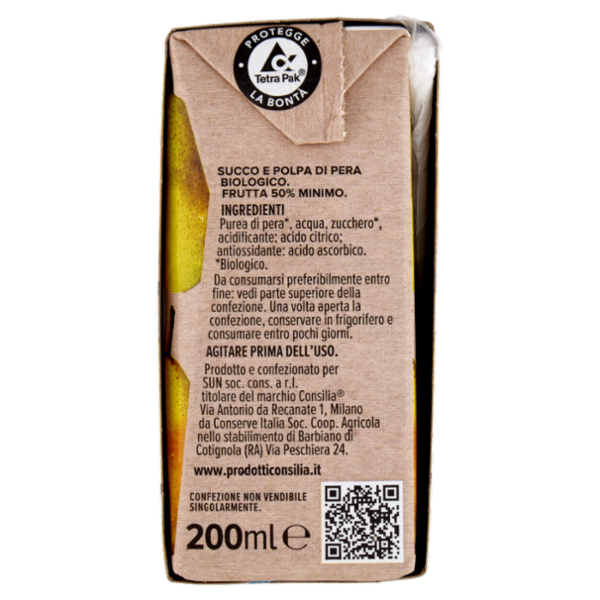 Consilia Succo e Polpa di Pera Biologico 3x200 ml