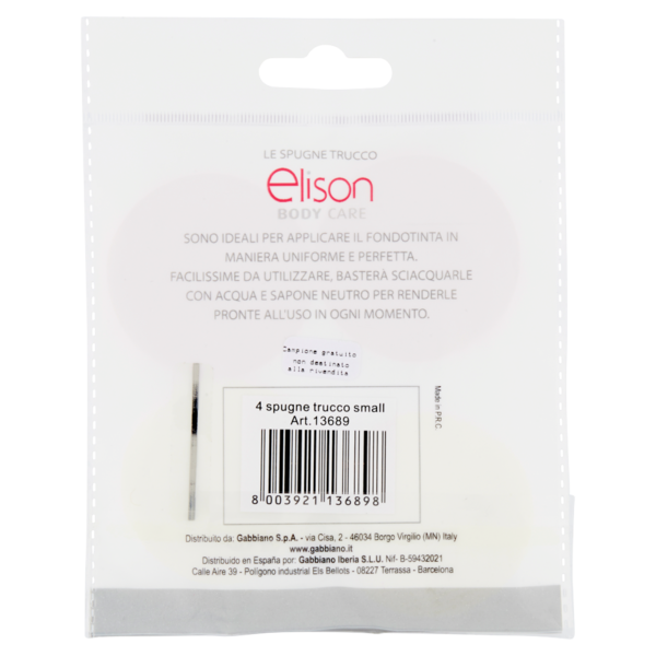 elison Body Care Professional Face Care Spugne trucco small 4 pz