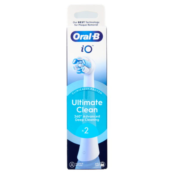 Oral-B iO Testine Ricambio Ultimate Clean Bianche Spazzolino Elettrico Denti Ricaricabile, 2 Refills