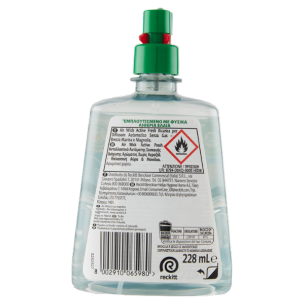 Air Wick Active Fresh Ricarica per Diffusore Automatico Brezza Marina Profumatore per ambiente 228ml