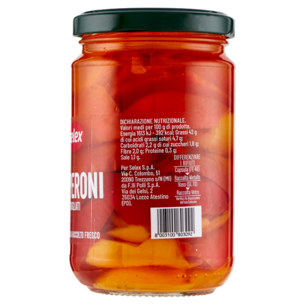 Selex Peperoni Grigliati in Olio di Semi di Girasole 280 g