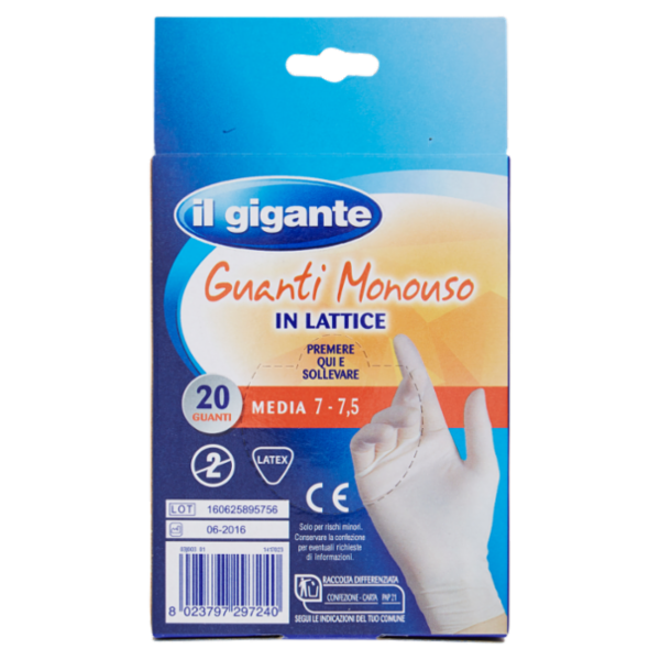 IL GIGANTE Guanti Monouso in Lattice Media 7 - 7,5 20 Guanti