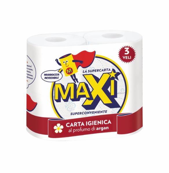 Maxi 4 Rotoli Carta Igienica al Profumo di Argan 3 veli