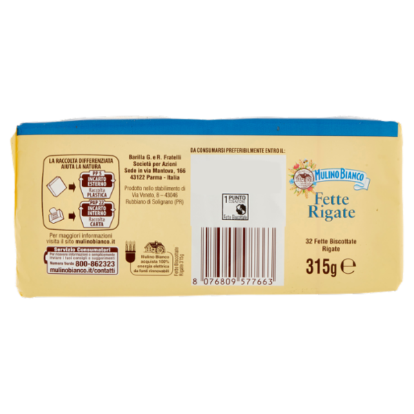 Mulino Bianco Fette Biscottate Rigate 315g