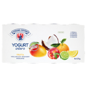 Sterzing Vipiteno Yogurt Intero Frutta 2 Mango, 2 Cocco, 2 Agrumi, 2 Pesca 8 x 125 g
