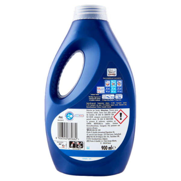 Dash Power Detersivo Liquido Lavatrice, Azione Extra-Smacchiante, 18 Lavaggi 900 ml