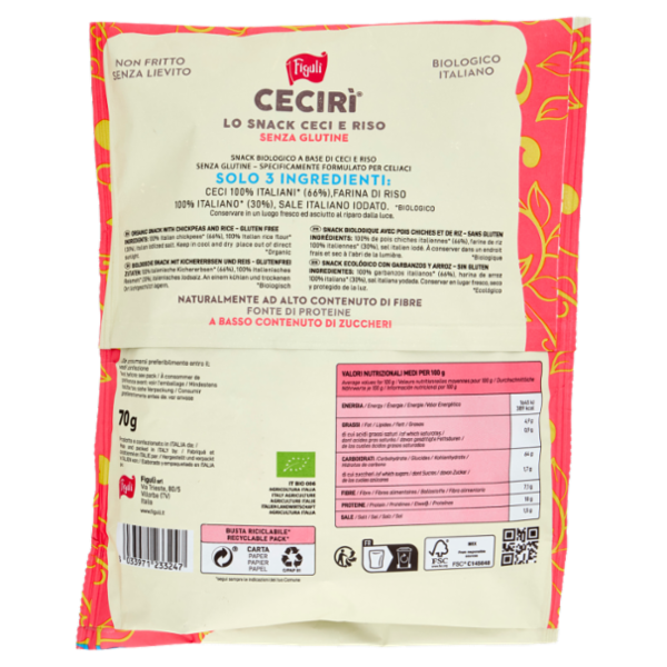 Figulì Cecirì lo Snack Ceci e Riso Bio 70 g