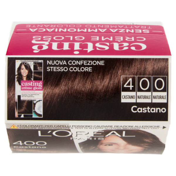 L'Oréal Paris Tinta Capelli Casting Creme Gloss, Senza Ammoniaca, 400 Castano
