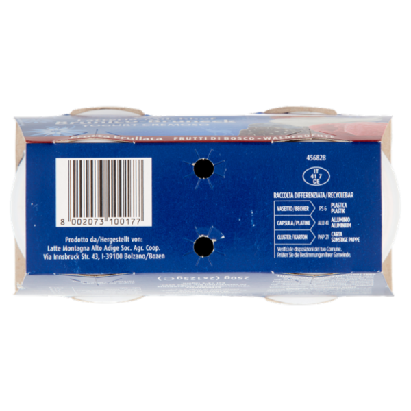 Latteria Brunico Yogurt Cremoso Frutta Frullata Frutti di Bosco 2 x 125 g