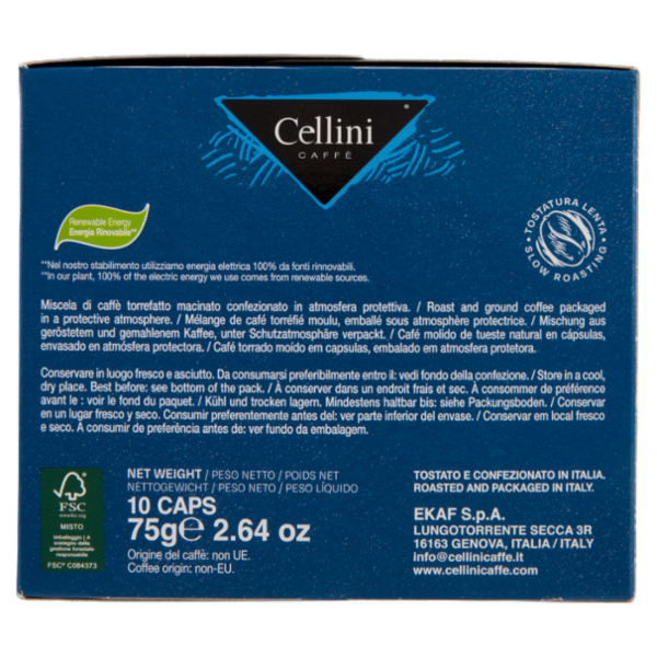 Cellini Caffè Ristretto espresso intrepido 10 Capsule Compatibili 75 g