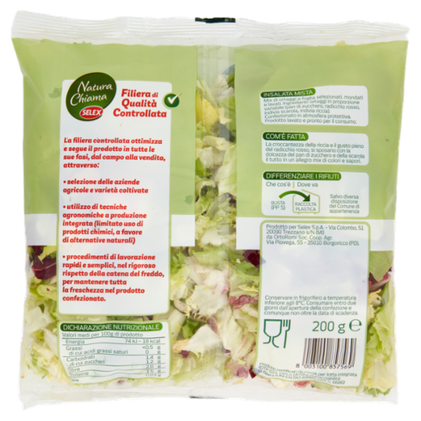 Selex Natura Chiama Insalata Mista Lavata e Pronta per il Consumo 200 g
