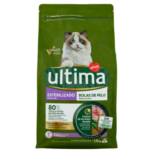 ultima Cat Sterilizzati Palline di Pelo con Tacchino 1,5 kg