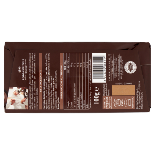Lindt Gamme Bleue Tavoletta Cioccolato alle nocciole Cioccolato fondente 100 g