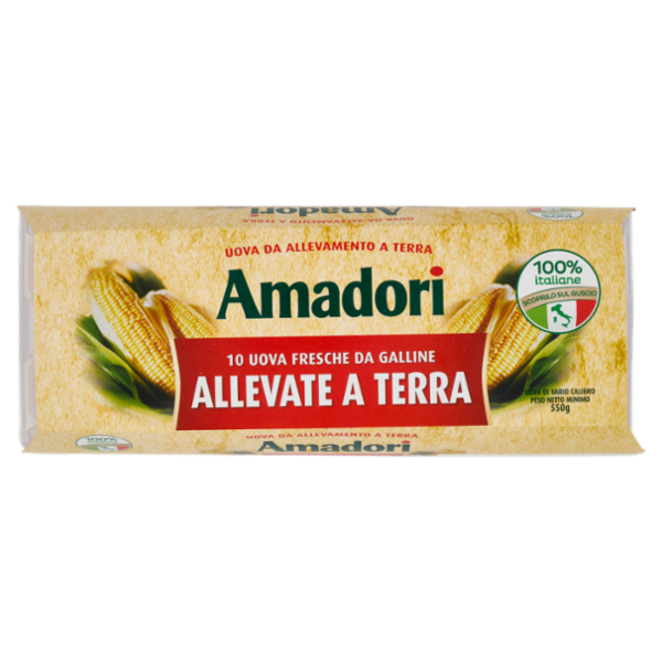 Amadori 10 Uova Fresche da Galline Allevate a Terra 550 g