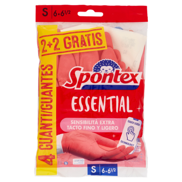 Spontex Guanti Casalinghi Essential 2+2 Taglia S