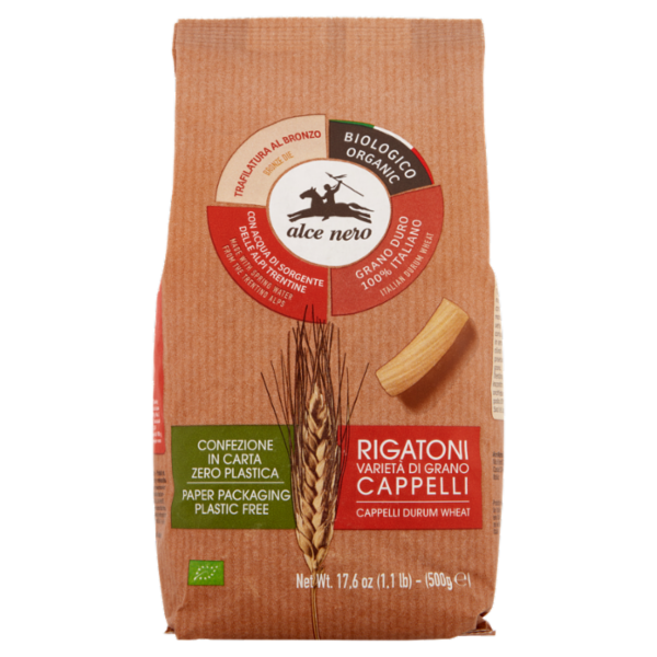 alce nero Rigatoni Varietà di Grano Cappelli 500 g