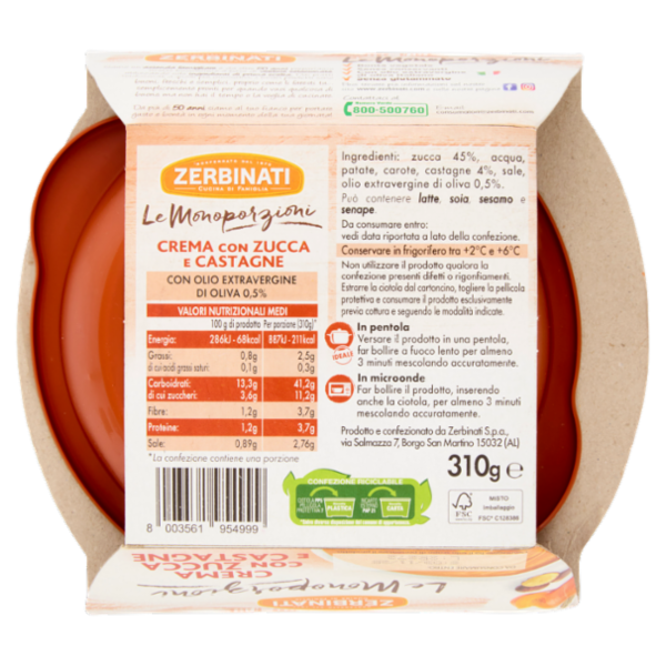 Zerbinati Le Monoporzioni Crema con Zucca e Castagne 310 g