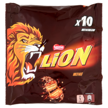 LION Minis Wafer Con Caramello e Cereali Ricoperto Di Cioccolato Al Latte 10 Snack Da 18g