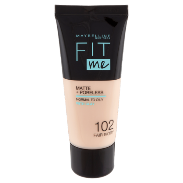 Maybelline New York Fondotinta Fit Me Matte&Poreless, Finish Opacizzante, 102 Fair Ivory