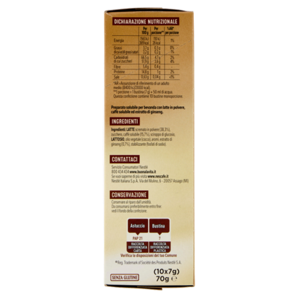 NESCAFÉ Ginseng Caffè Solubile con Ginseng, 10 bustine 70g