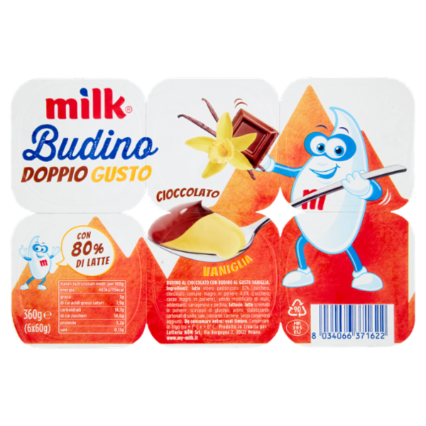 Milk Budino Doppio Gusto Cioccolato Vaniglia 6 x 60 g