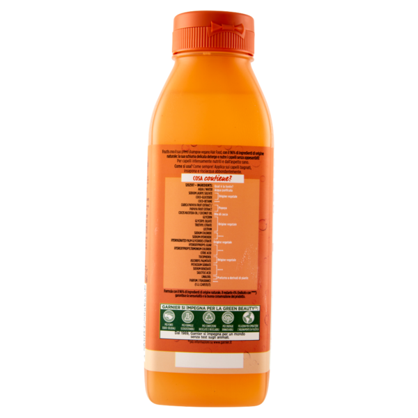Garnier Fructis Hair Food, Shampoo riparatore alla papaya per capelli danneggiati, 350 ml