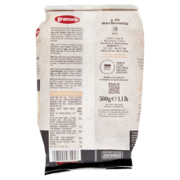 granoro Dedicato n. 191 maccheroncini 500 g