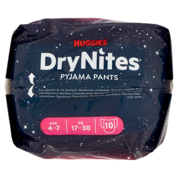 Huggies DryNites Pyjama Pants Age 4-7 17-30 Kg 10 pz