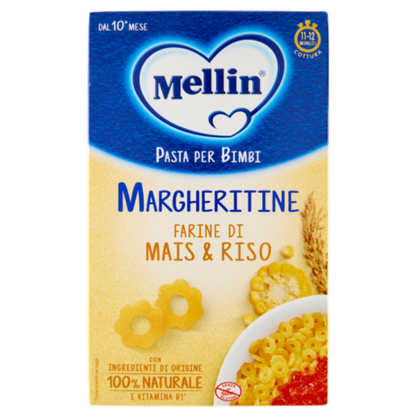 MELLIN Margheritine con Farine di Mais e Riso, Pasta per Bimbi, dal 10° mese, 280g