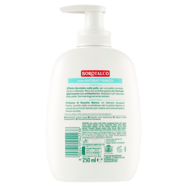 Borotalco Muschio Bianco con Antibatterico Sapone Igienizzante 250 ml